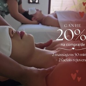 2 Massagens 50min  + 2 Faciais Rejuvenate com 20%OFF